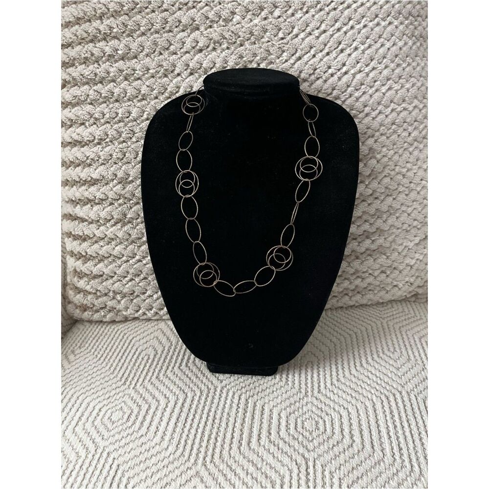 Vintage 925 Italy Sterling Silver Chain Necklace MCM Modern - Picture 1 of 6